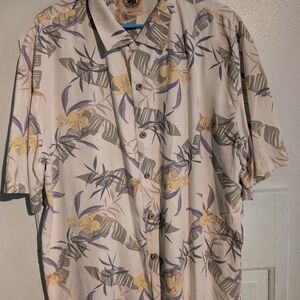 Tommy Bahama Tropical Print Shirt - Cream, Yellow, Lavender